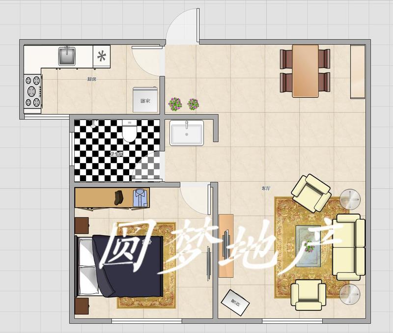 御冠麗景一室兩廳戶型可改兩室一廳支持貸款