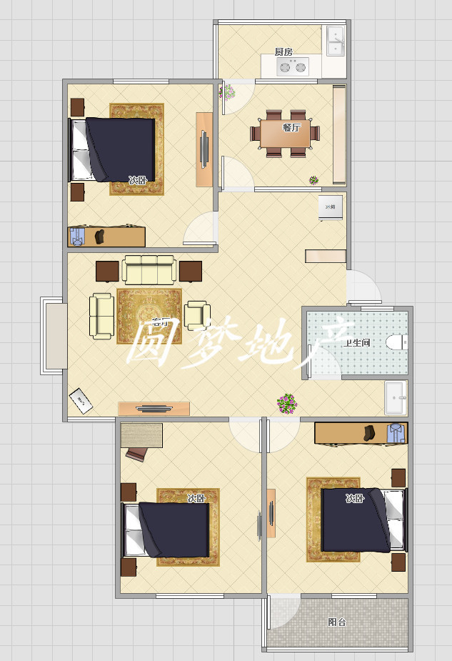 貴和中等裝修三室僅售四十四萬支持貸款